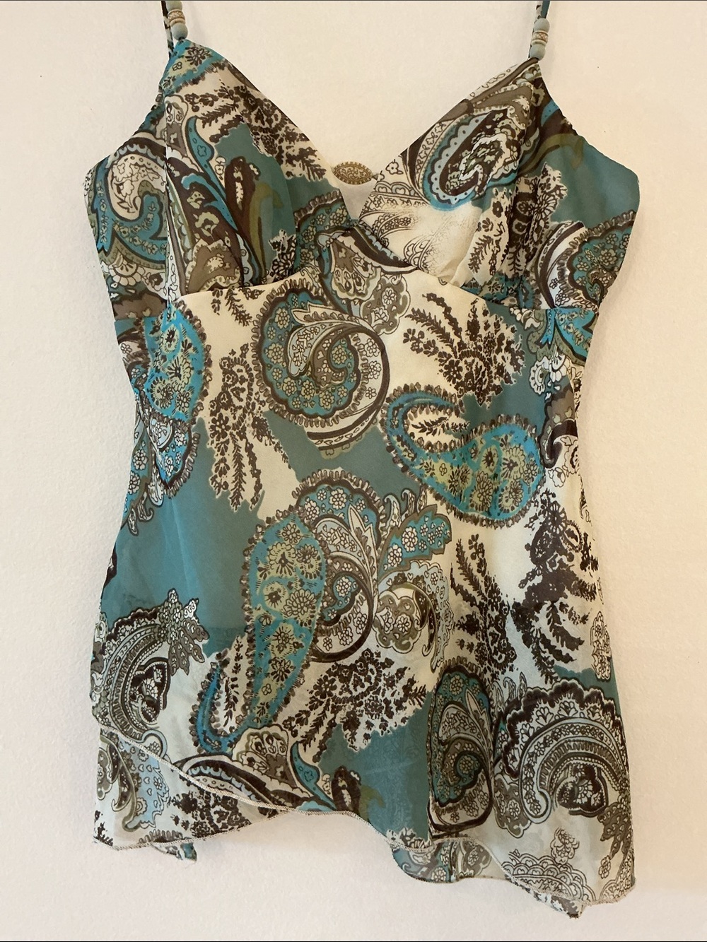 Trixxi Spaghetti Straps Top Aqua, Cream, Tan Sz M